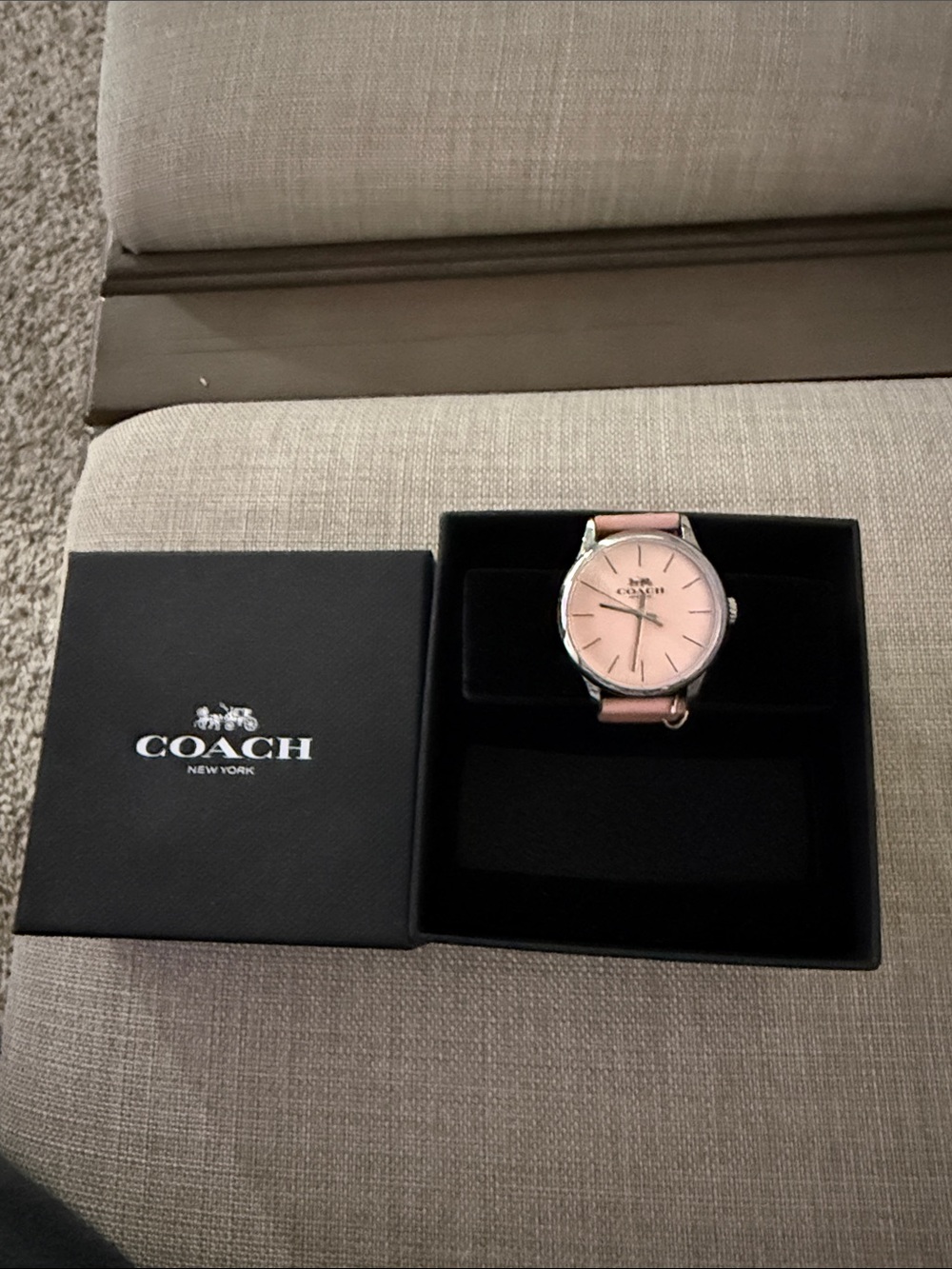 Coach Pink Dial Leather Strap Women's Watch